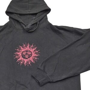 Rays for Daze Solar Sun Graphic Hoodie Pullover Black Womens Medium